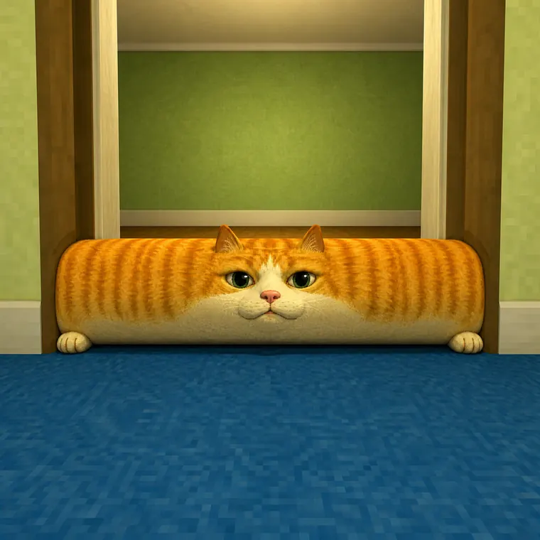 the cat wedged in a doorway